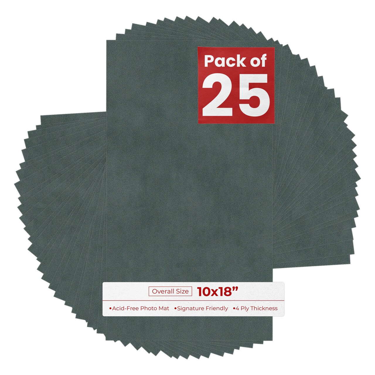 Dark Grey Suede 10x18 Uncut Mat Board - Blank Sheets, No Opening